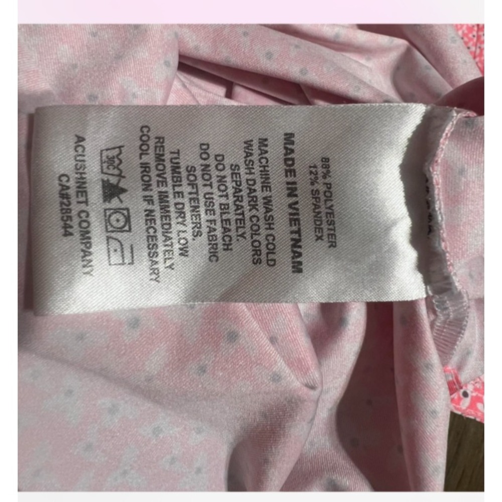 FootJoy Polo Shirt Mens Medium Pink‎ Floral Logo Left Sleeve - Picture 7 of 8